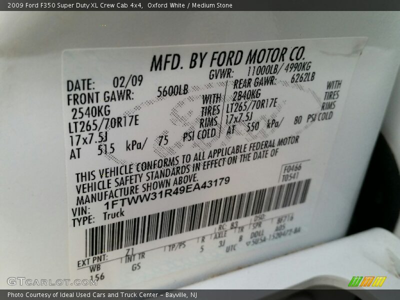Oxford White / Medium Stone 2009 Ford F350 Super Duty XL Crew Cab 4x4