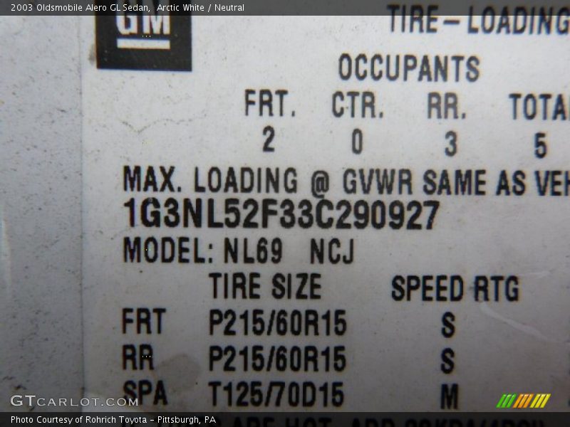 Arctic White / Neutral 2003 Oldsmobile Alero GL Sedan