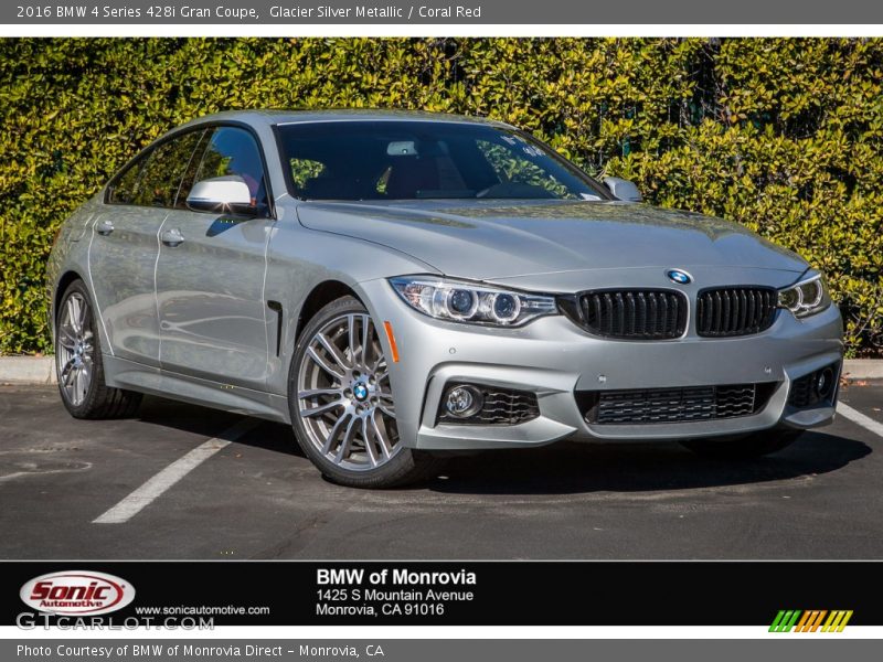 Glacier Silver Metallic / Coral Red 2016 BMW 4 Series 428i Gran Coupe