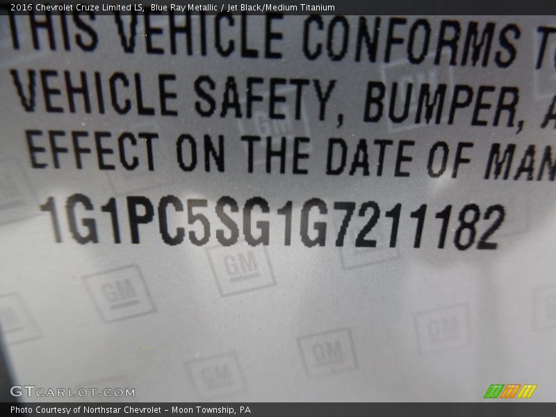 Blue Ray Metallic / Jet Black/Medium Titanium 2016 Chevrolet Cruze Limited LS