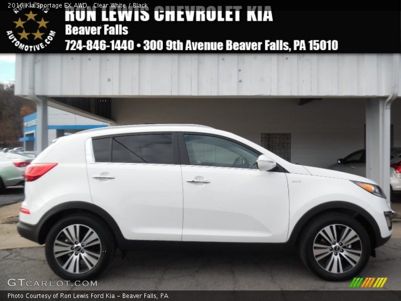 Clear White / Black 2016 Kia Sportage EX AWD