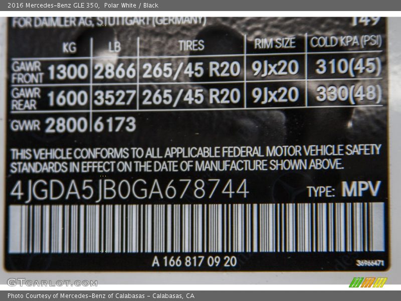 Polar White / Black 2016 Mercedes-Benz GLE 350