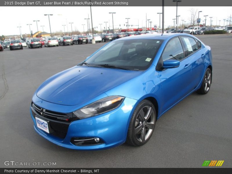Laser Blue Pearl / Black/Ruby Red Accent Stitching 2015 Dodge Dart GT