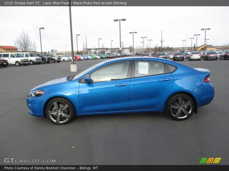 Laser Blue Pearl / Black/Ruby Red Accent Stitching 2015 Dodge Dart GT