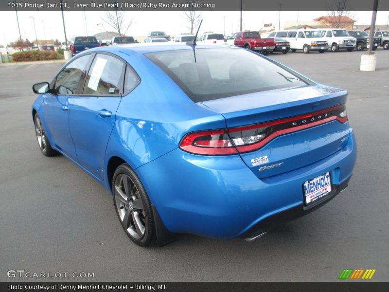 Laser Blue Pearl / Black/Ruby Red Accent Stitching 2015 Dodge Dart GT