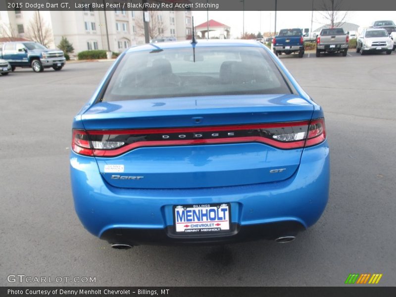 Laser Blue Pearl / Black/Ruby Red Accent Stitching 2015 Dodge Dart GT