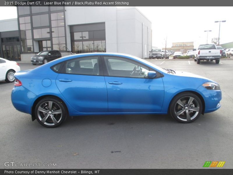 Laser Blue Pearl / Black/Ruby Red Accent Stitching 2015 Dodge Dart GT