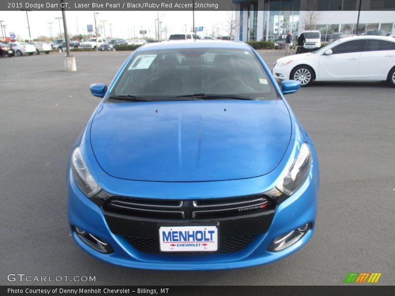 Laser Blue Pearl / Black/Ruby Red Accent Stitching 2015 Dodge Dart GT