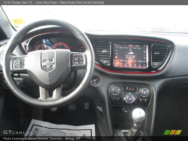 Laser Blue Pearl / Black/Ruby Red Accent Stitching 2015 Dodge Dart GT