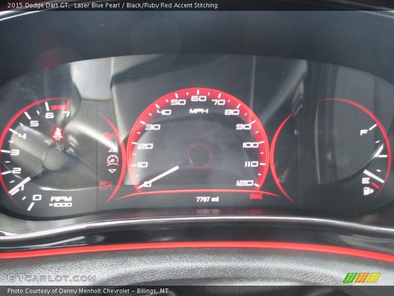 Laser Blue Pearl / Black/Ruby Red Accent Stitching 2015 Dodge Dart GT