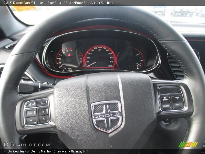 Laser Blue Pearl / Black/Ruby Red Accent Stitching 2015 Dodge Dart GT