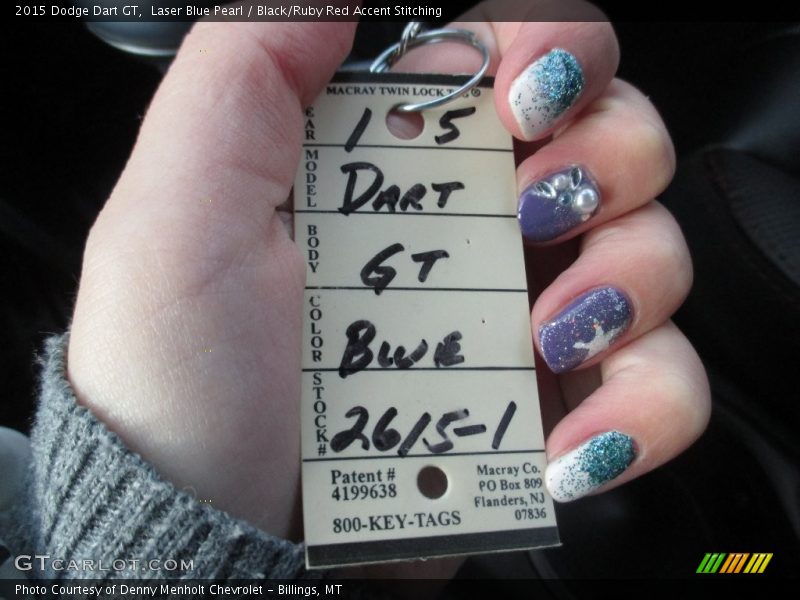 Laser Blue Pearl / Black/Ruby Red Accent Stitching 2015 Dodge Dart GT