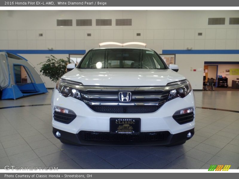 White Diamond Pearl / Beige 2016 Honda Pilot EX-L AWD