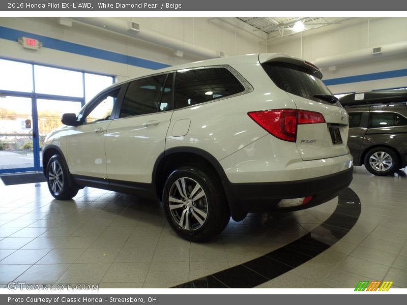 White Diamond Pearl / Beige 2016 Honda Pilot EX-L AWD