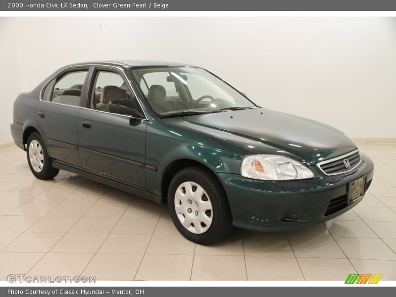 Clover Green Pearl / Beige 2000 Honda Civic LX Sedan