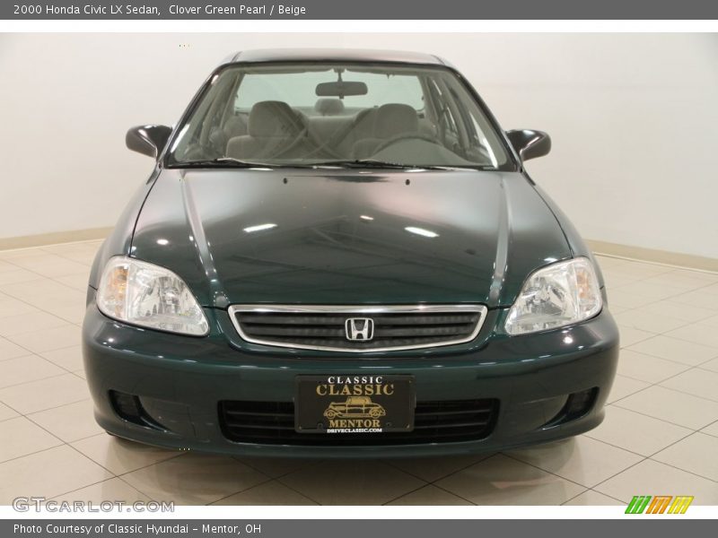 Clover Green Pearl / Beige 2000 Honda Civic LX Sedan