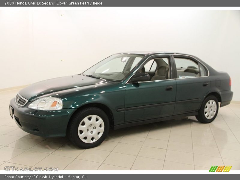 Clover Green Pearl / Beige 2000 Honda Civic LX Sedan
