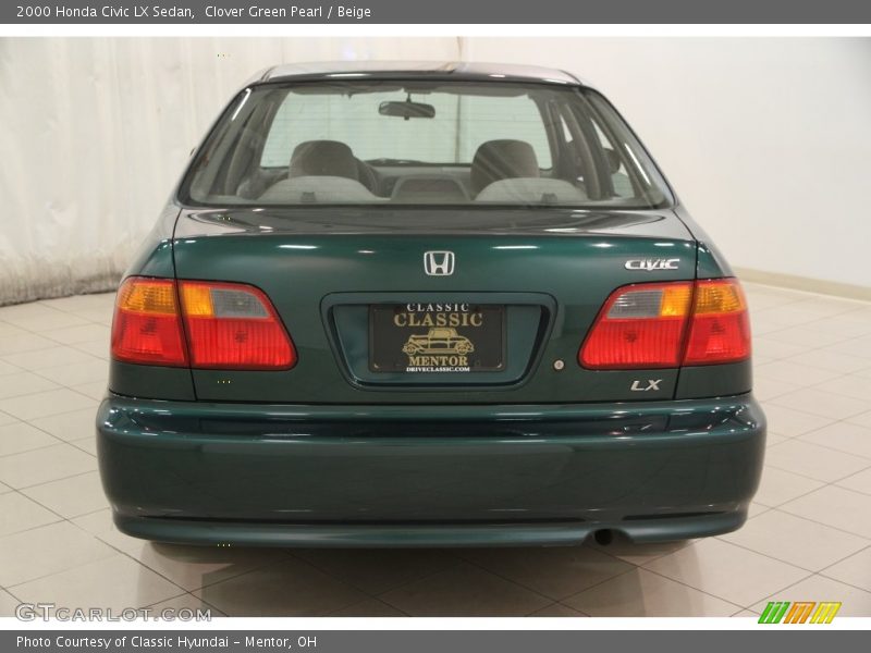 Clover Green Pearl / Beige 2000 Honda Civic LX Sedan