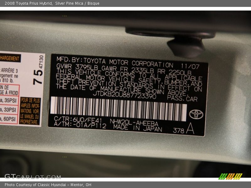 Silver Pine Mica / Bisque 2008 Toyota Prius Hybrid