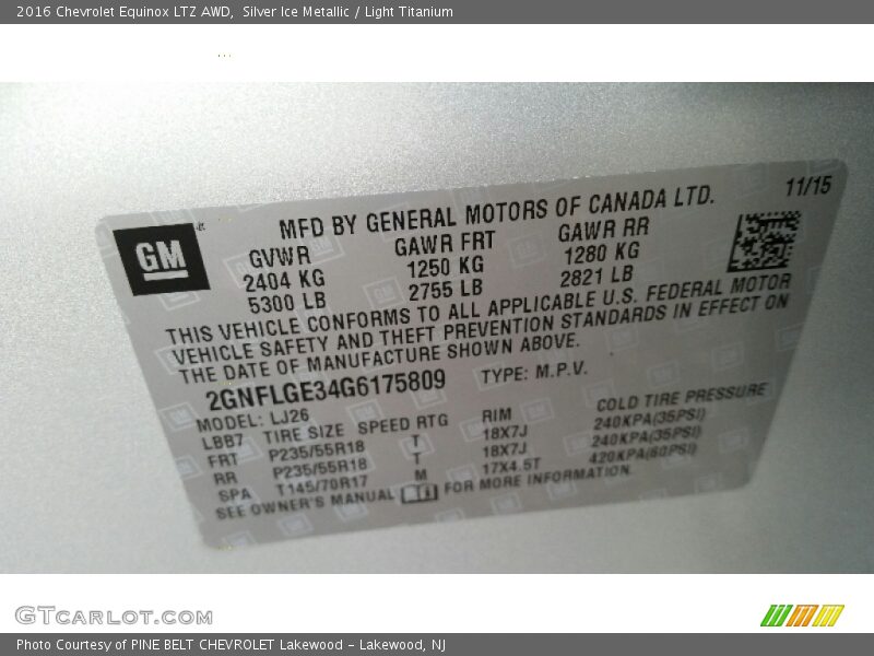 Silver Ice Metallic / Light Titanium 2016 Chevrolet Equinox LTZ AWD