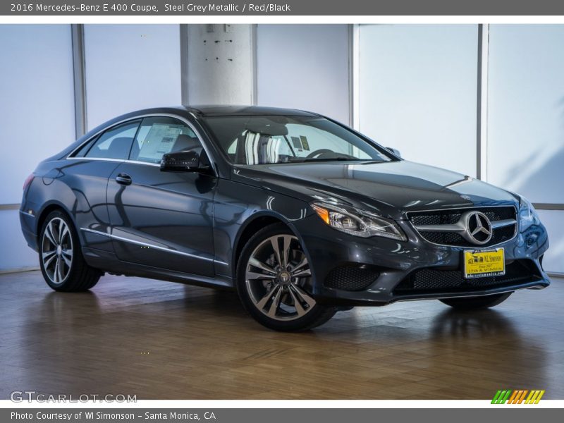 Steel Grey Metallic / Red/Black 2016 Mercedes-Benz E 400 Coupe