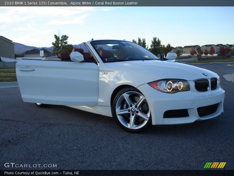 Alpine White / Coral Red Boston Leather 2010 BMW 1 Series 135i Convertible