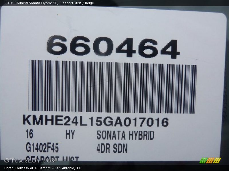 Seaport Mist / Beige 2016 Hyundai Sonata Hybrid SE