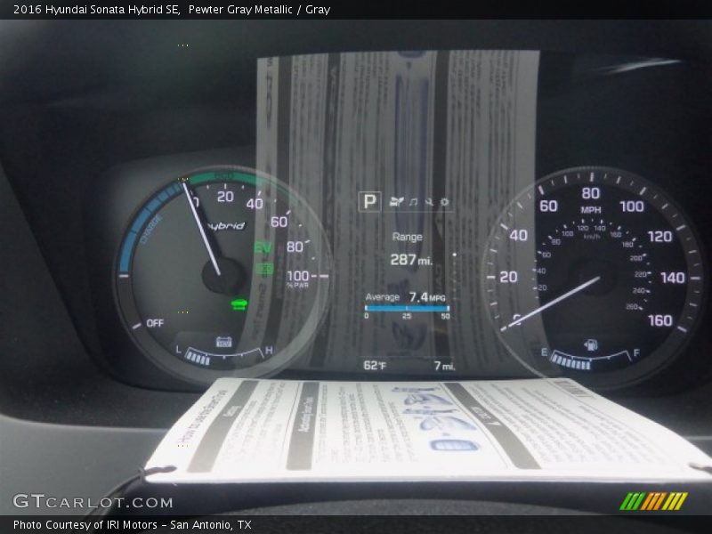 Pewter Gray Metallic / Gray 2016 Hyundai Sonata Hybrid SE
