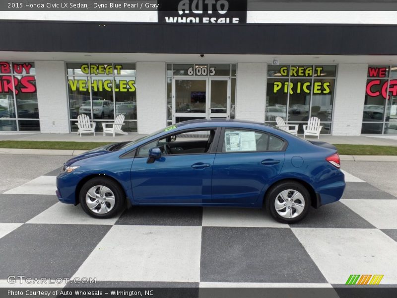 Dyno Blue Pearl / Gray 2015 Honda Civic LX Sedan