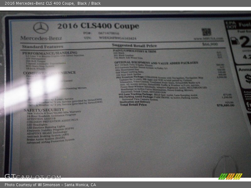 Black / Black 2016 Mercedes-Benz CLS 400 Coupe