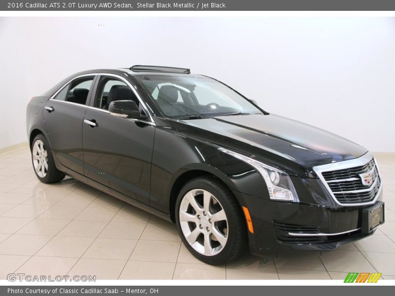 Stellar Black Metallic / Jet Black 2016 Cadillac ATS 2.0T Luxury AWD Sedan