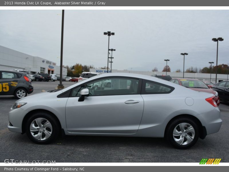 Alabaster Silver Metallic / Gray 2013 Honda Civic LX Coupe