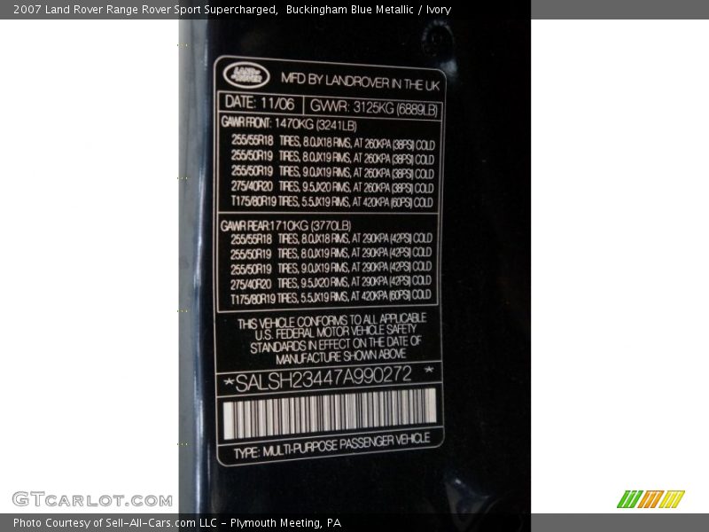 Buckingham Blue Metallic / Ivory 2007 Land Rover Range Rover Sport Supercharged