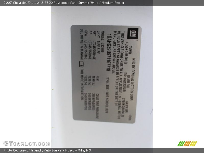 Summit White / Medium Pewter 2007 Chevrolet Express LS 3500 Passenger Van