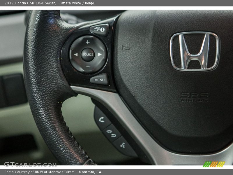 Taffeta White / Beige 2012 Honda Civic EX-L Sedan