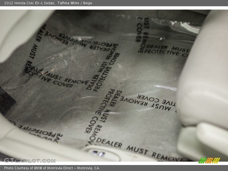 Taffeta White / Beige 2012 Honda Civic EX-L Sedan