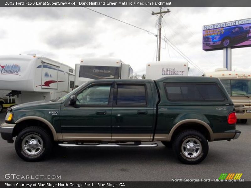 Dark Highland Green Metallic / Medium Parchment 2002 Ford F150 Lariat SuperCrew 4x4
