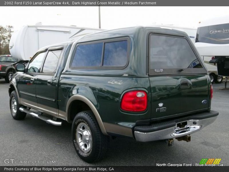 Dark Highland Green Metallic / Medium Parchment 2002 Ford F150 Lariat SuperCrew 4x4