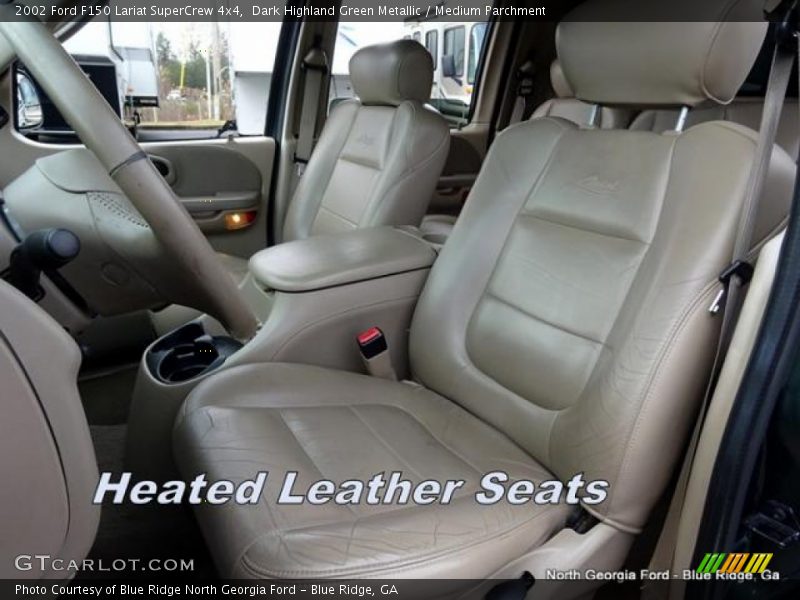 Dark Highland Green Metallic / Medium Parchment 2002 Ford F150 Lariat SuperCrew 4x4