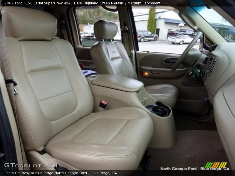 Dark Highland Green Metallic / Medium Parchment 2002 Ford F150 Lariat SuperCrew 4x4