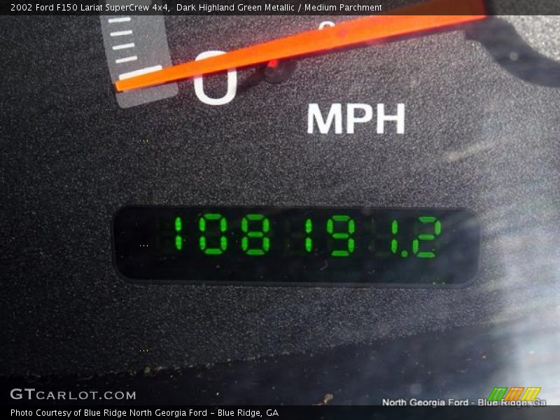 Dark Highland Green Metallic / Medium Parchment 2002 Ford F150 Lariat SuperCrew 4x4