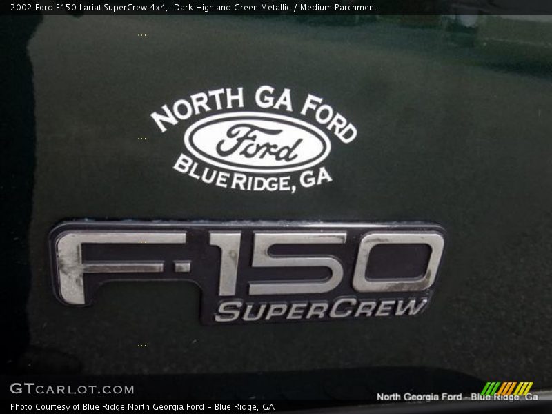 Dark Highland Green Metallic / Medium Parchment 2002 Ford F150 Lariat SuperCrew 4x4