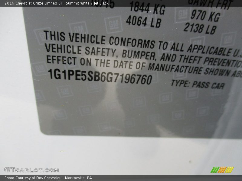 Summit White / Jet Black 2016 Chevrolet Cruze Limited LT