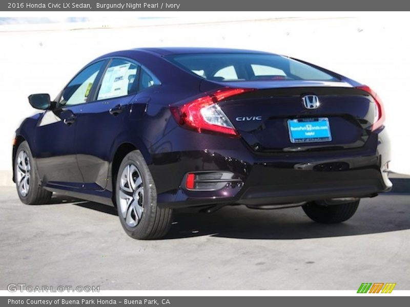 Burgundy Night Pearl / Ivory 2016 Honda Civic LX Sedan