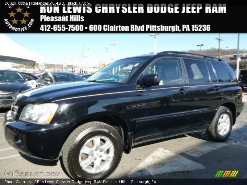 Black / Ivory 2002 Toyota Highlander V6 4WD