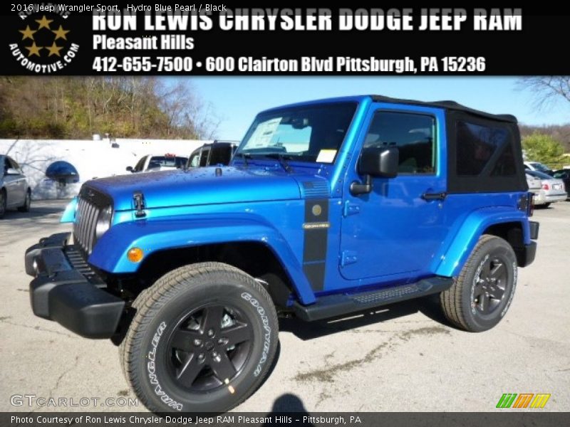 Hydro Blue Pearl / Black 2016 Jeep Wrangler Sport