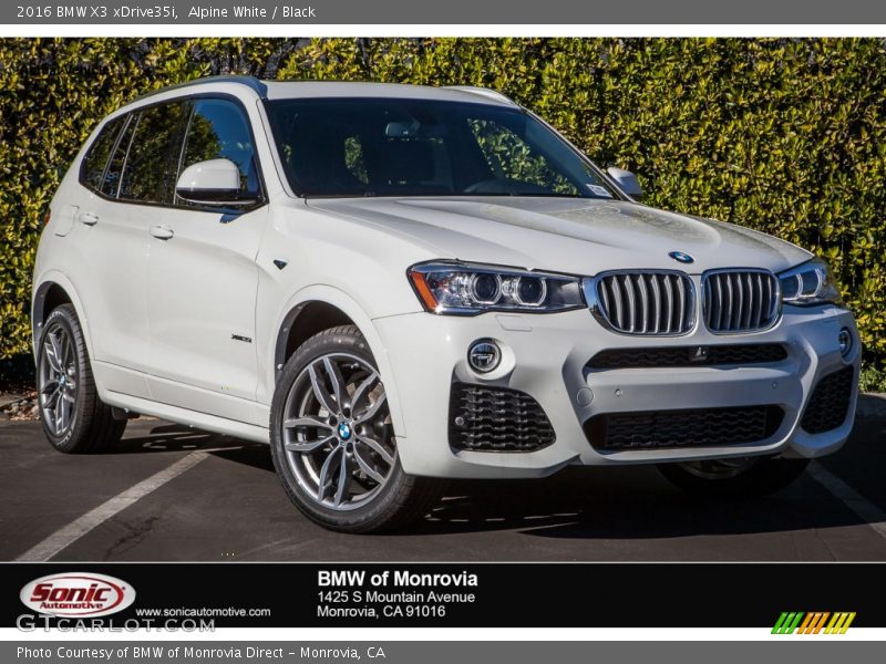 Alpine White / Black 2016 BMW X3 xDrive35i