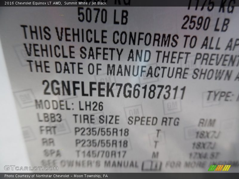 Summit White / Jet Black 2016 Chevrolet Equinox LT AWD