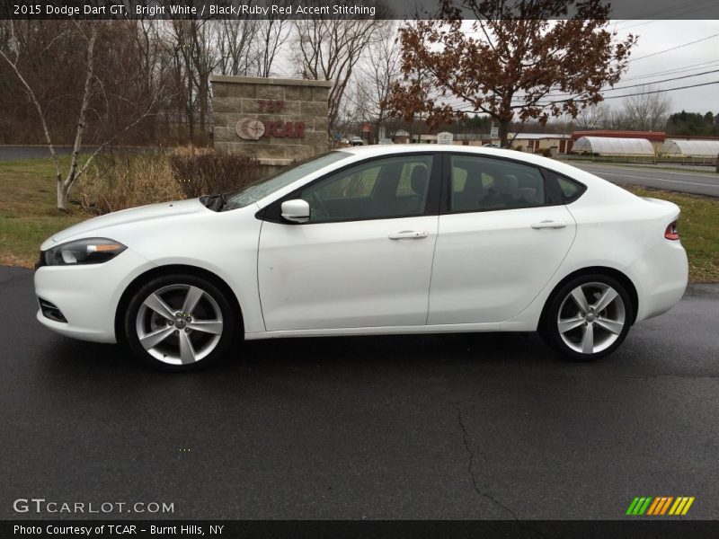 Bright White / Black/Ruby Red Accent Stitching 2015 Dodge Dart GT
