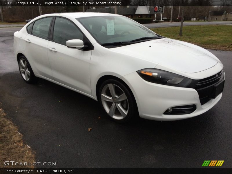 Bright White / Black/Ruby Red Accent Stitching 2015 Dodge Dart GT